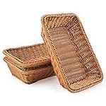 WANDIC Woven Basket, Set of 3 Poly-Wicker Bread Storage Poly-Wicker Baskets for Food Fruit Vegetables Serving Restaurant Home Kitchen