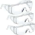 Safety Glasses Over Glasses Goggles Protective Eyewear - Anti Fog Shooting Glasses Eye Protection with Clear Vision,Scratch & UV Resistant Safety Glasses for Work Men Lab 3 Colors Pack