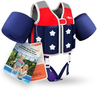 AEOCOO Kids Pool Floaties 1-2-3-5-7-9 Years Old, Toddler Swim Vest 20-30-50-70 Pounds, Comfortable Extended Wear Kids Float Jacket with Crotch Strap, Bright Design and Unpadded Sides, Red