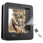 Activated Microchip Cat Flap, Smart Cat Door With 2 Sensor Collars And 1 Remote Control, Opening Size: 7.7 * 8.3 In, For Cat, Puppy Black