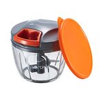 Artikel Manual Chopper with Storage Lid | Chops Vegetables, Nuts & Fruits | Meat Mincer | Medium - 650 mlGrey & Orange