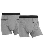 LUEXBOX 2 Packs Men's Boxer Briefs Secret Hidden Pocket, Travel Underwear with Secret Front Pocket Panties, Medium Size