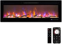 GarveeHome Electric Fireplace Heater, Wall-Mounted & Recessed Fireplace, Multicolor Flame, Wiii-Enabled Electric Fireplace Insert, 12 Realistic Flame Options, 1500W Heater w/Thermostat, Black