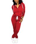 Sweatsuits for Women Set 2 Piece Outfits Pullover Long Sleeve Hoodies Jogging Suits Sweatpants Lounge Tracksuit with Pocket, 37-red, Medium