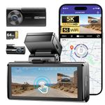 AZDOME M580 5K 5GHz WiFi Dash Cam Front and Rear, 4 Inch Touchscreen Dash Camera for Cars, Free 64GB Card Dash Camera 4K+1080P GPS WDR Night Vision 24H 4 Modes Parking Monitor, Max up Support to 256GB