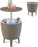 Giantex Cooler Side Table Outdoor - 10 Gallon Cooler Table with Drainage Plug, Adjustable Height, 3-in-1 Ice Cooler Cocktail Patio Cool Bar Table for Beer Wine Storage, Deck Pool Backyard Party