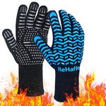 BBQ Gloves - Fireproof,High Temp,Extreme Heat Resistant,Insulated Grill Gloves with Anit-Slip Silicone - Extra Long Oven Mitts Cooking Gloves for Kitchen,Baking and Outdoor Grilling,Barbeque,Smoking