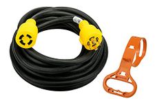 PEAKTOW PTR0113 Generator Extension Cord 30Amp 125/250V 25ft 4 Prong 10 Gauge NEMA L14-30 7500 Watts with Cord Organizer ETL/cETL Listed