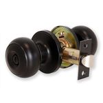 XFORT Bello Privacy Knob Set Matt Black, Door Knob with Lock for Internal Wooden Bathroom Doors, Complete Set with Tubular Latch