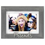 Malden International Designs 4x6 or 5x7 Friends Distressed Expressions Picture Frame Silver Finish Friends Word Attachment Gray Textured Wood Grain Finish MDF Frame White Beveled Mat