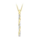 Carissima Gold Women's 9ct 2-Colour Gold Twist Diamond Cut Pole Pendant on Curb Chain of 46cm/18"