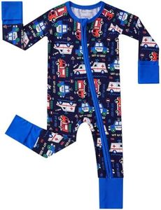 pureborn Baby Boys Sleeper Viscose from Bamboo Pajamas 2-Way Zipper Snug Fit Sleepwear Rescue Convoy 0-3 Months