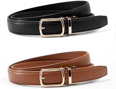 West Leathers Women's Skinny Ratchet Leather Belts 2 Pack
