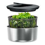 Zyliss Swift Dry Salad Spinner Stainless Steel Large, 6L, Non-Slip Base, Serving Bowl, AquaVent™ Technology, One Handed Pump, Brake System, Easy to Clean