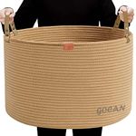 GOCAN XXXL Storage Basket Large Basket Cotton Rope Laundry Basket Laundry Basket for Blankets Cushions in Living Room Clothing Toys in Children's Room Matte Grey D55 x H35 cm(jute)