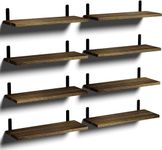 Mardili Shelves Wood Wall Mounted Shelf, Rustic Shelves Set of 8(Dark brown)