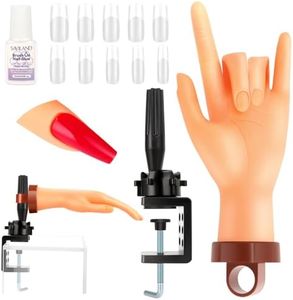 SAVILAND Practice Hand for Acrylic Nails: Flexible & Realistic Nail Practice Hand Mannequin Hand Silicone Nail Hand Practice with 120PCS Nail Tips Nail Glue for Beginners Manicure Training Home