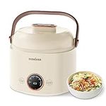 Stariver Small Rice Cooker, 2 Cups Uncooked Mini Portable Rice Cooker with Handle, Non-Stick Ramen Cooker, PFOA-Free, Rice Maker with Keep Warm & Delay Start Function, Electric Pot