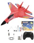 KIDSZILLA Rc Airplane 2.4 Ghz Remote Control Airplane Glider, 2 Ch Easy To Fly Remote Control Fighter Jet, Epp Foam Rc Aircraft With Automatic Balance Gyro For Kids/Adult Kids-4, Red