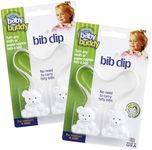 Baby Buddy Bib Clip, Newborn Must Have and Travel Essential, Turn any Cloth, Towel, or Napkin into a Bib for Feeding or Teething, White, 2 Pack