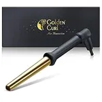 Golden Curl Hair Curler Curling Iron Wand - 5 Year Peace of Mind - Portable Curling Tong with Tourmaline Ceramic Barrel for Short and Long Hair Styling Waves at Home or Travel