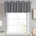 DECOVSUN Dark Grey Valance for Bedroom Solid Grommet Top Blackout Curtain Valance Window Treatment for Living Room Short Straight Drape Valance for Basement/Loft/Office 70 X18 1 Panel Gray