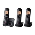 Panasonic KX-TGC263EB Digital Cordless Phone for Elderly with Nuisance Call Block, Answering Machine, Easy-to-read Display, Hands-Free Speakerphone, Alarm Clock, Triple Handset Pack