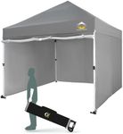 CROWN SHADES 10x10 Pop Up Canopy Tent Instant Commercial 1-Person Setup Patended Centerlock with 400D Silver Coated Fabric, 4 Sidewalls, 4" Wheels, 4 Upgraded Weights, Sto'N Go Bag, Gray