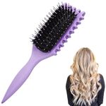 JCZD Curl Brush, Curl with Prongs Define Styling Brush, Curl Clumping Brush, for Combing and Shaping Men's and Women's Curls to Reduce Pulling and Curl Separation (Purple)