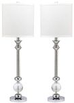 SAFAVIEH Lighting Collection Erica Modern Crystal Candlestick 31-inch Bedroom Living Room Home Office Desk Nightstand Table Lamp Set of 2 (LED Bulbs Included)