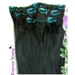 Forever Young UK Clip In Remy Human Hair Extensions Half Head Dark Brown 20" Length