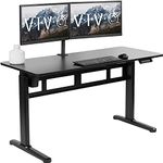 VIVO Electric 140 x 60 cm Stand Up Desk, Complete Height Adjustable Standing Home & Office Workstation with Memory Controller, Black Top, Black Frame, DESK-E155TB