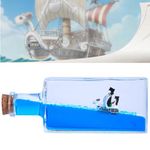 Unsinkable Boat Going Merry Pirate Ship Model in a Box Bottle, Anime Ship Fluid Drift Bottle Decorations Ornament Desk Decor for Fans Gifts