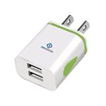 Pipestation® US 2 Pin to USB Plug Travel Adapter Charger - 1 Pack | USA Wall Adaptor with 2 USB Ports | American Universal America Power Charging for iPhone Samsung Smartphones Shaver Toothbrush