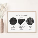 Our Story Map Print - Hello Will You I do, Met Engaged Married Personalized Gift, Anniversary, Paper Anniversary, Map Print, Wall Art, Wedding Day Present for BrideMark Your Moment…
