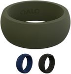 QALO Men's Classic Rubber Silicone Ring, Rubber Wedding Band, Breathable, Durable Rubber Wedding Ring for Men, 8.5mm Wide 2.5mm Thick, Sage, Size 12