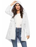 Womens Waterproof Rain Jacket Long Lined Rain Coats For Women White Xxl