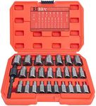 REBRA Double Head Screw Extractor Set, Easy Out Bolt Remover Kit, Hex Head Multi-Spline for Removing Stripped, Rounded, Damaged, Broken 27-Pieces