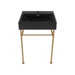 Claire 24" Ceramic Console Sink Matte Black Basin Brushed Gold Legs