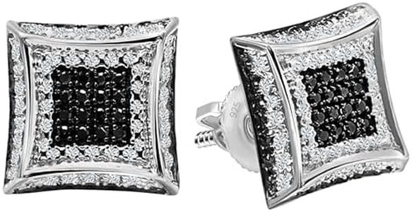 Dazzlingrock Collection 0.16 Carat (ctw) Round Black & White Diamond Kite Shape Unisex Stud Earrings in 925 Sterling Silver in Screw Back