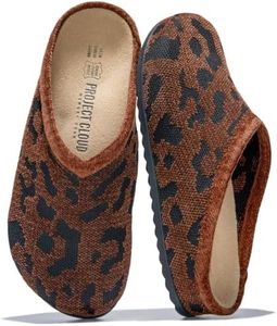 Project Cloud Casual Clogs for Women - Genuine Leather SmartFoam Arch Support Insole Womens Slippers Cashmere Knit Slides - Slip On Shoes for Women Non-Slip Mules & Clogs (Nella, Cheetah Knit,11M)