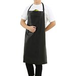 Waterproof Rubber Vinyl Apron with Adjustable Length Neck Strap, Heavy Duty 36.6" Plastic Apron Keeps You Clean and Dry When Dishwashing, Lab Work, Butcher, Dog Grooming, Cleaning Fish