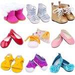 ZITA ELEMENT 9 Pairs of Shoes Fit for American 18 Inch Girl Doll Shoes Including Snow Boots, Leather Shoes, Sandals, Slipper