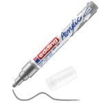 edding 5100 acrylic marker medium - silver - 1 waterproof acrylic paint marker - round nib 2-3mm - acrylic paint pen for drawing on canvas, art paper and wood - acrylic markers for pebbles