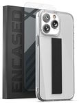 Encased Finger Loop Case Designed for iPhone 14 PRO Case with Hand Strap Phone Holder (Screen Protector Included) - Crystal Clear