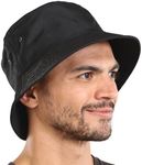 Tough Headwear Bucket Hat for Men & Women - UPF50+ Sun Protection - Foldable Beach Hat - Black