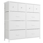 White Dresser, White Dressers for Bedroom with 10 Drawers, Dressers & Chests of Drawers Dresser for Kids Room, Closet, Clothes, Baby, Nursery, Tall Dresser with Storage Drawers, Wood Top, White