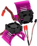 RC Aluminum 36mm Heat Sink Heatsink with 4.8-8.4V Cooling Fan Upgrades Part for 1/10 3650 3660 3670 540 550 Size Brushless Engine Motor RC Car Truck Buggy Crawler,Pink（1 Pair）