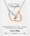 Daughter Necklaces From Mom Mother Daughter Necklace 925 Sterling Silver Mother To Daughter Gifts Christmas Birthday Gifts With Heartfelt Message & Lighted Box, Double Heart01, Sterling Silver, Cubic