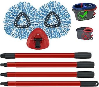 2 Pack Spin Mop Replacement Head,1 Base,4-Section Sturdy Iron Mop Handles Compatible with O Ceda EasyWring RinseClean 2 Tank System Mop,Oceda Mop Refills and Mop Stick 30" to 58" Set to Floor Clean